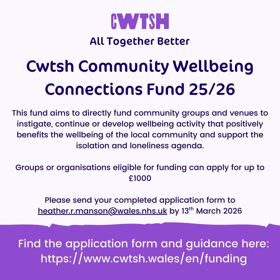 Cwtsh Community Wellbeing Connections Fund 25-26 poster